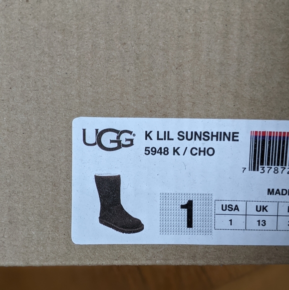 UGG Lil Sunshine Boots - Chocolate, Size 1 - Picture 2 of 6